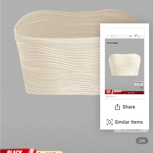 SHEIN women’s XS white Cream Strapless tube Top cropped sleeveless shirt size XS - Picture 6 of 7